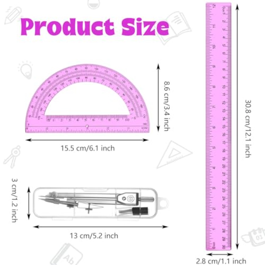 3 Pcs Plastic Ruler 6 Inch Pro - Ruler Set Transparent บทวิจารณ์และราคา
