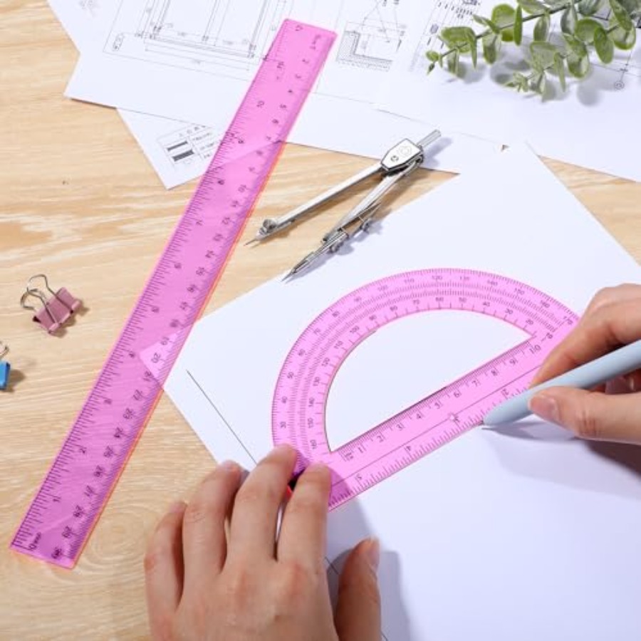 3 Pcs Plastic Ruler 6 Inch Pro - Ruler Set Transparent บทวิจารณ์และราคา
