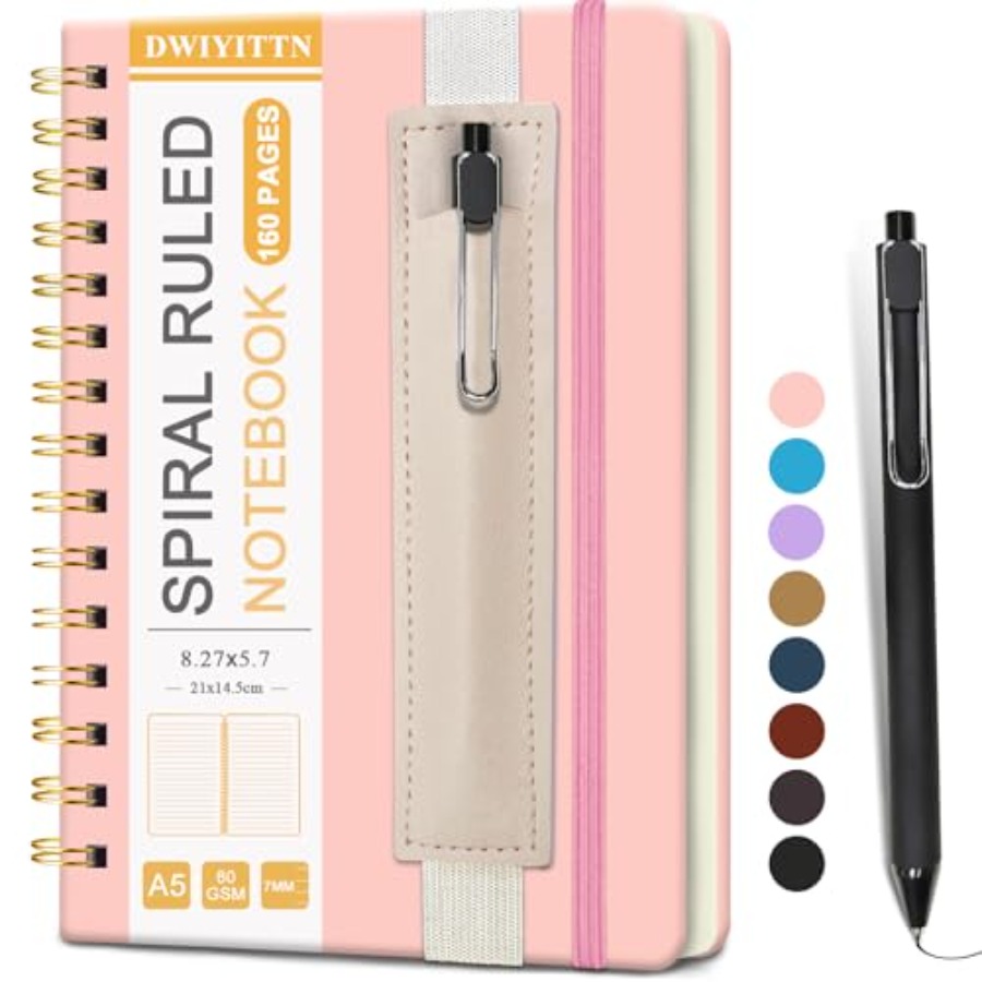 A5 Spiral Notebook w/ Pen, 5.7 - Journal Leather Hardcover บทวิจารณ์และราคา