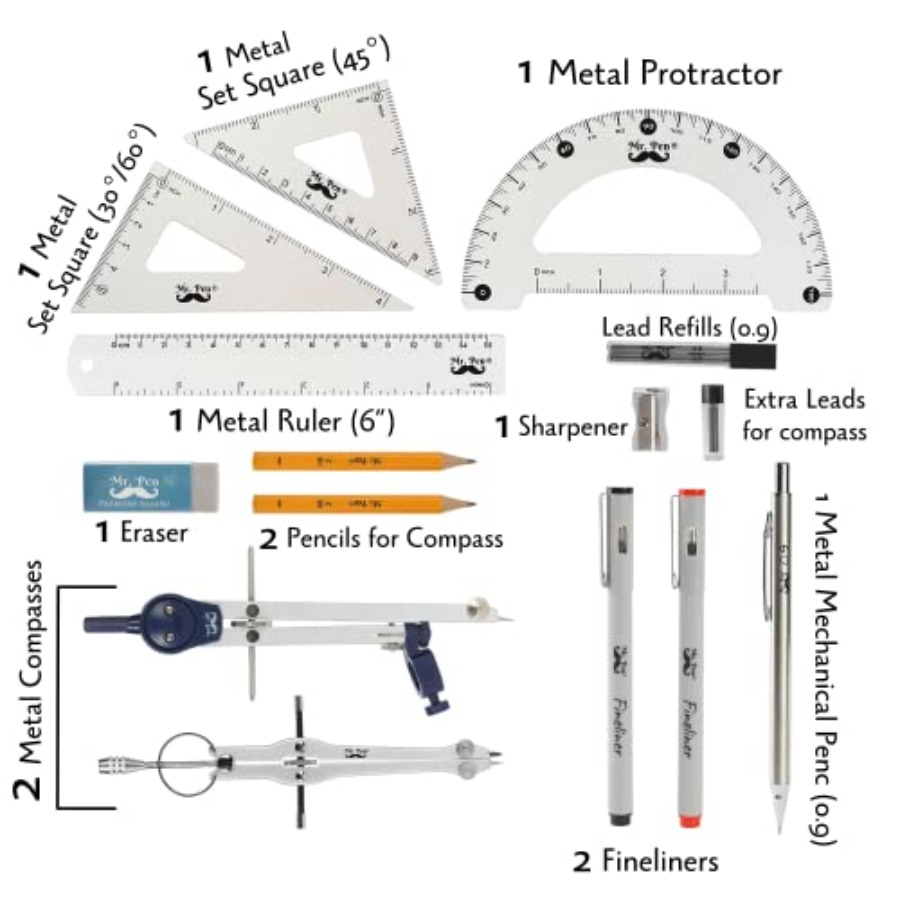 - Professional Geometry Set, 1 - Compass Geometry Set บทวิจารณ์และราคา