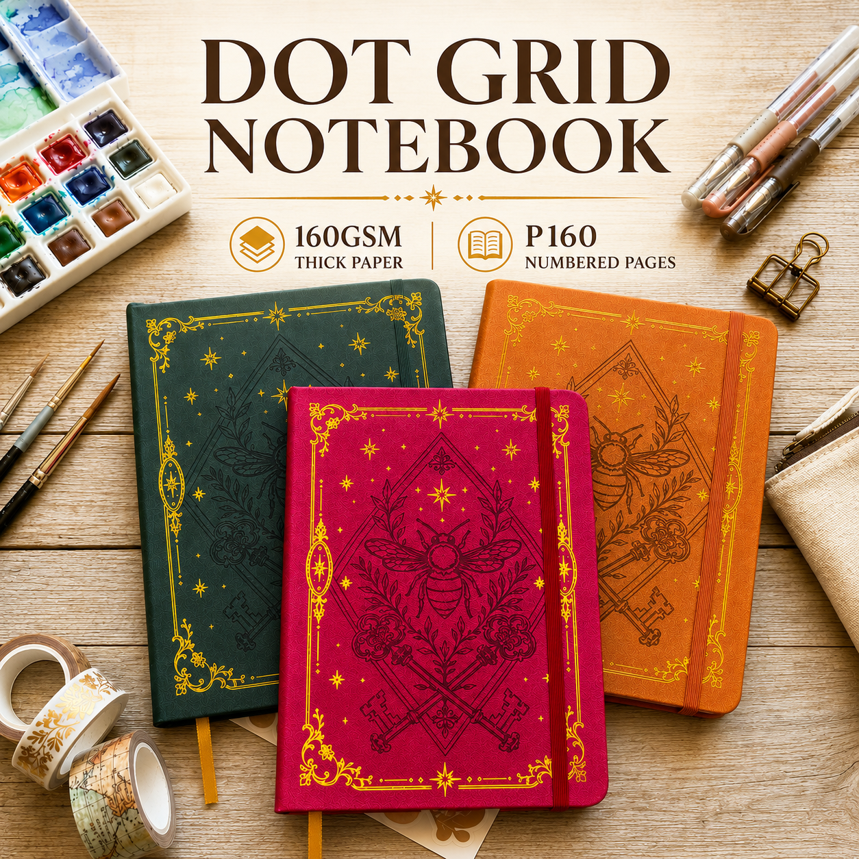 A5 Dot Grid Notebook with 160G - Journal Leather Hardcover บทวิจารณ์และราคา