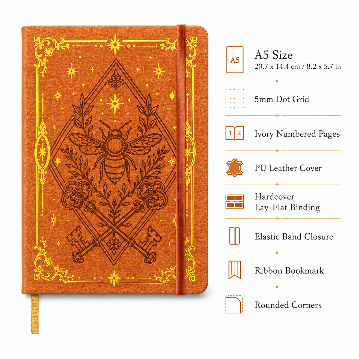 A5 Dot Grid Notebook with 160G - Journal Leather Hardcover บทวิจารณ์และราคา