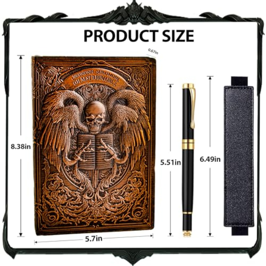 Vintage Skull Embossed Leather - Journal Leather Hardcover บทวิจารณ์และราคา