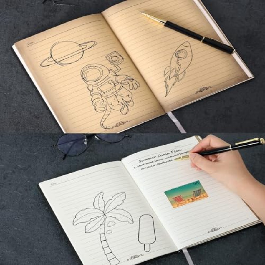 Vintage Skull Embossed Leather - Journal Leather Hardcover บทวิจารณ์และราคา