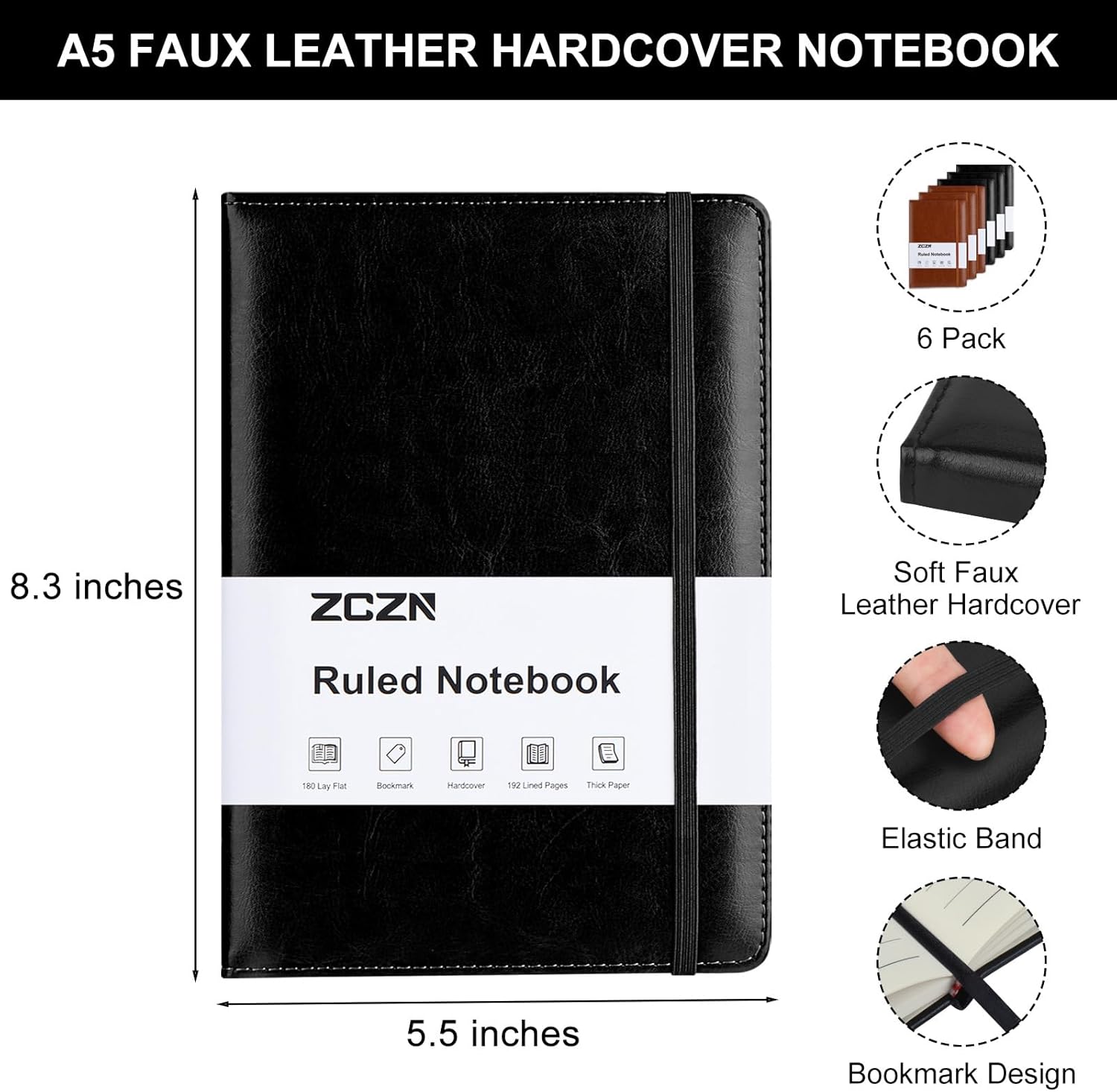 6 Pack Lined Journal Notebooks - Journal Leather Hardcover บทวิจารณ์และราคา
