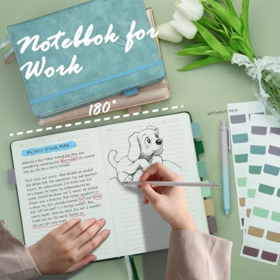 Lined Journal Notebook, 400 Pa - Journal Leather Hardcover บทวิจารณ์และราคา