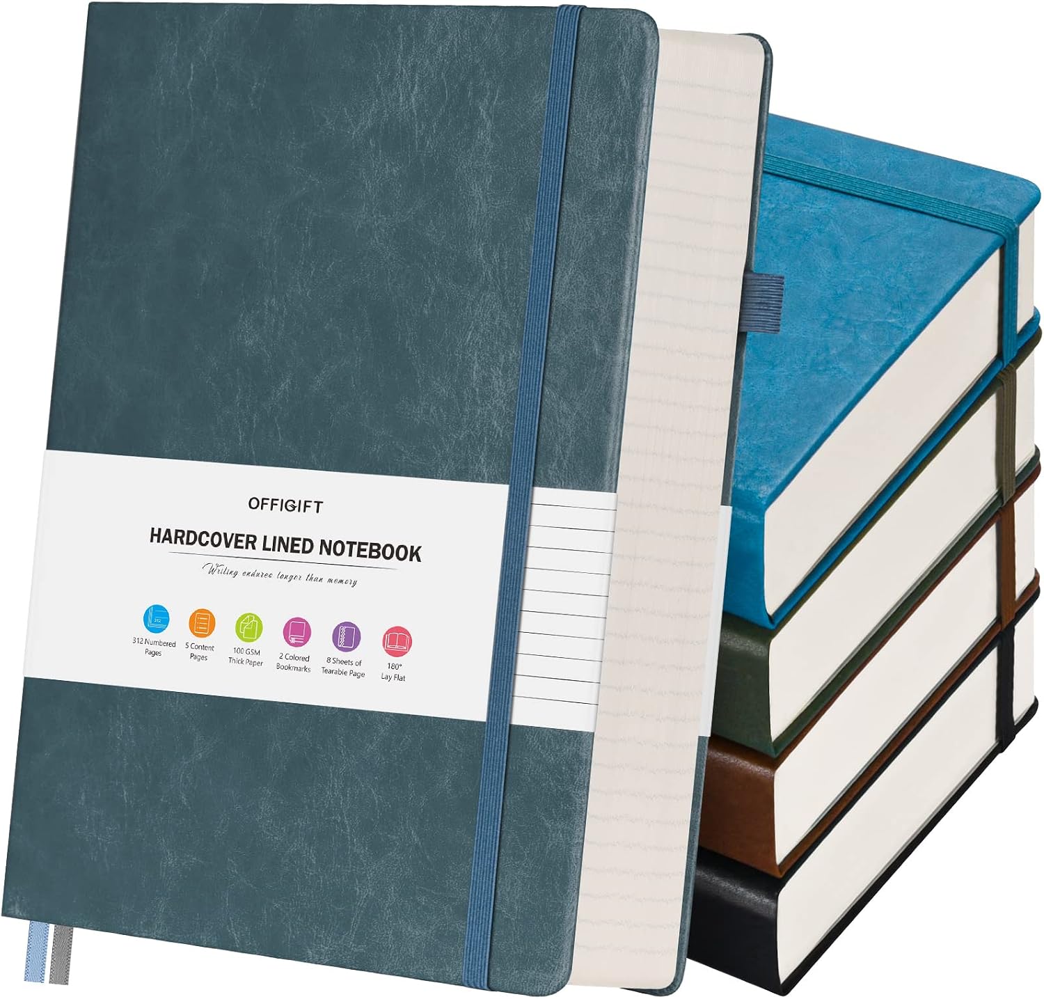 5 Pack College Ruled Notebook, - Journal Leather Hardcover บทวิจารณ์และราคา