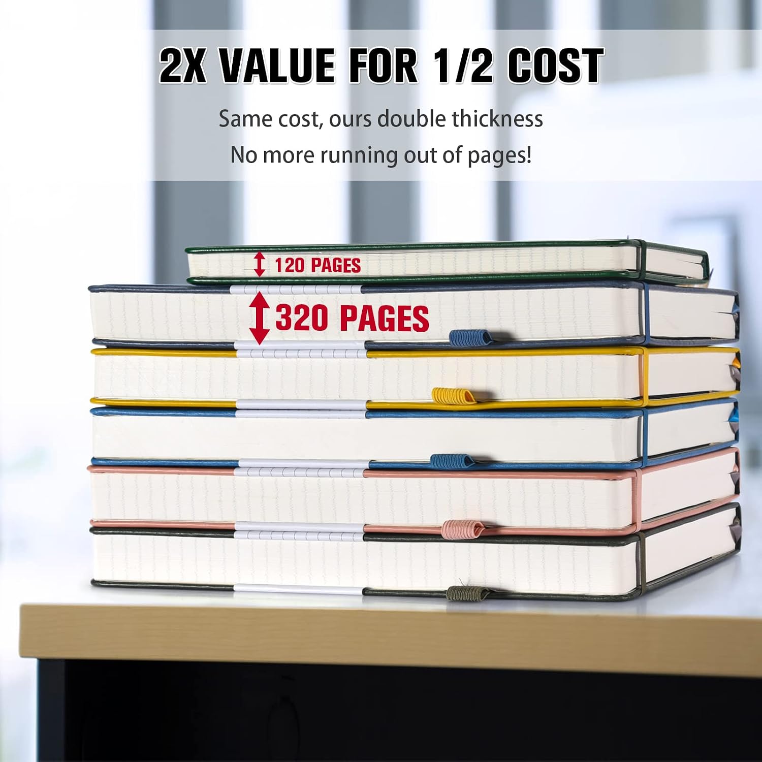 5 Pack College Ruled Notebook, - Journal Leather Hardcover บทวิจารณ์และราคา