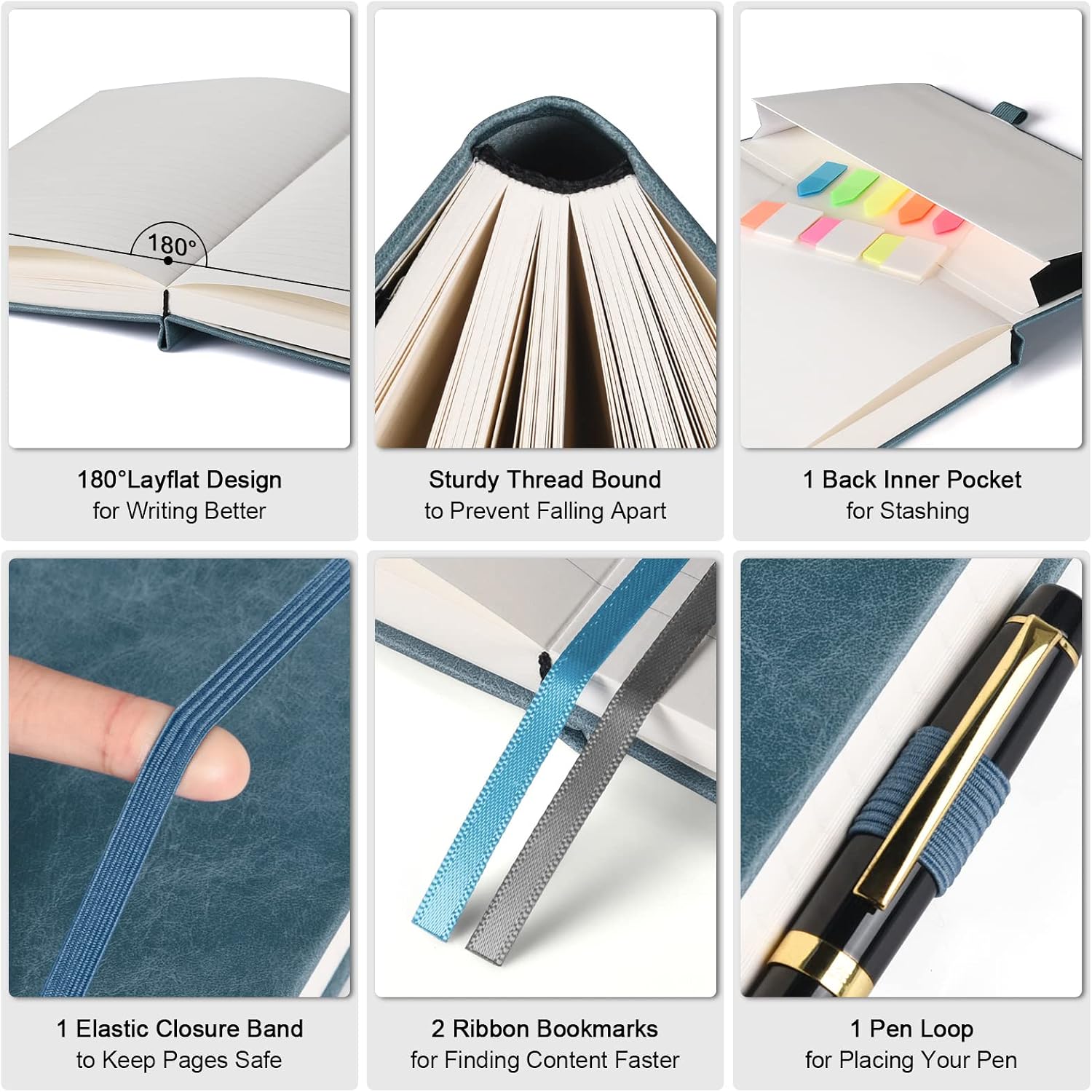 5 Pack College Ruled Notebook, - Journal Leather Hardcover บทวิจารณ์และราคา