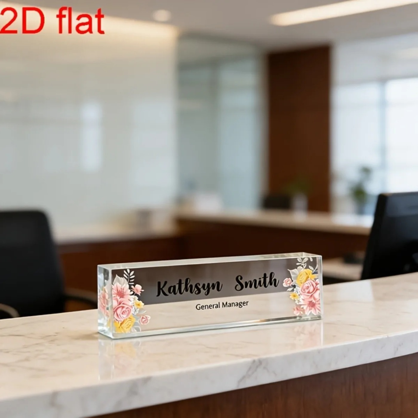 1PC 2D Flat Elegant Floral Acr - Desk Name Plate บทวิจารณ์และราคา