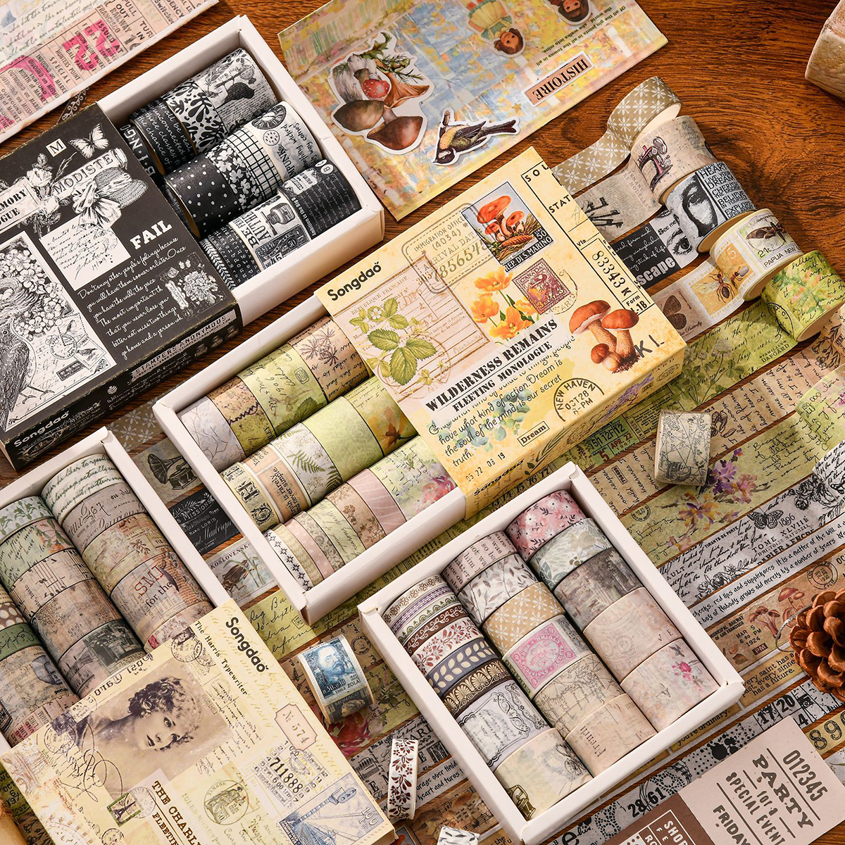 20 rolls of vintage washi tape - Washi Tape Set บทวิจารณ์และราคา