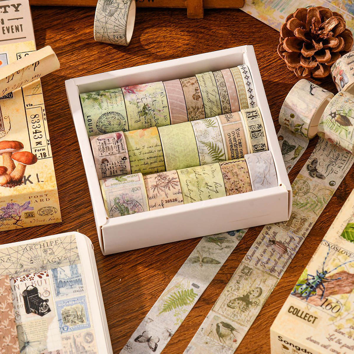 20 rolls of vintage washi tape - Washi Tape Set บทวิจารณ์และราคา