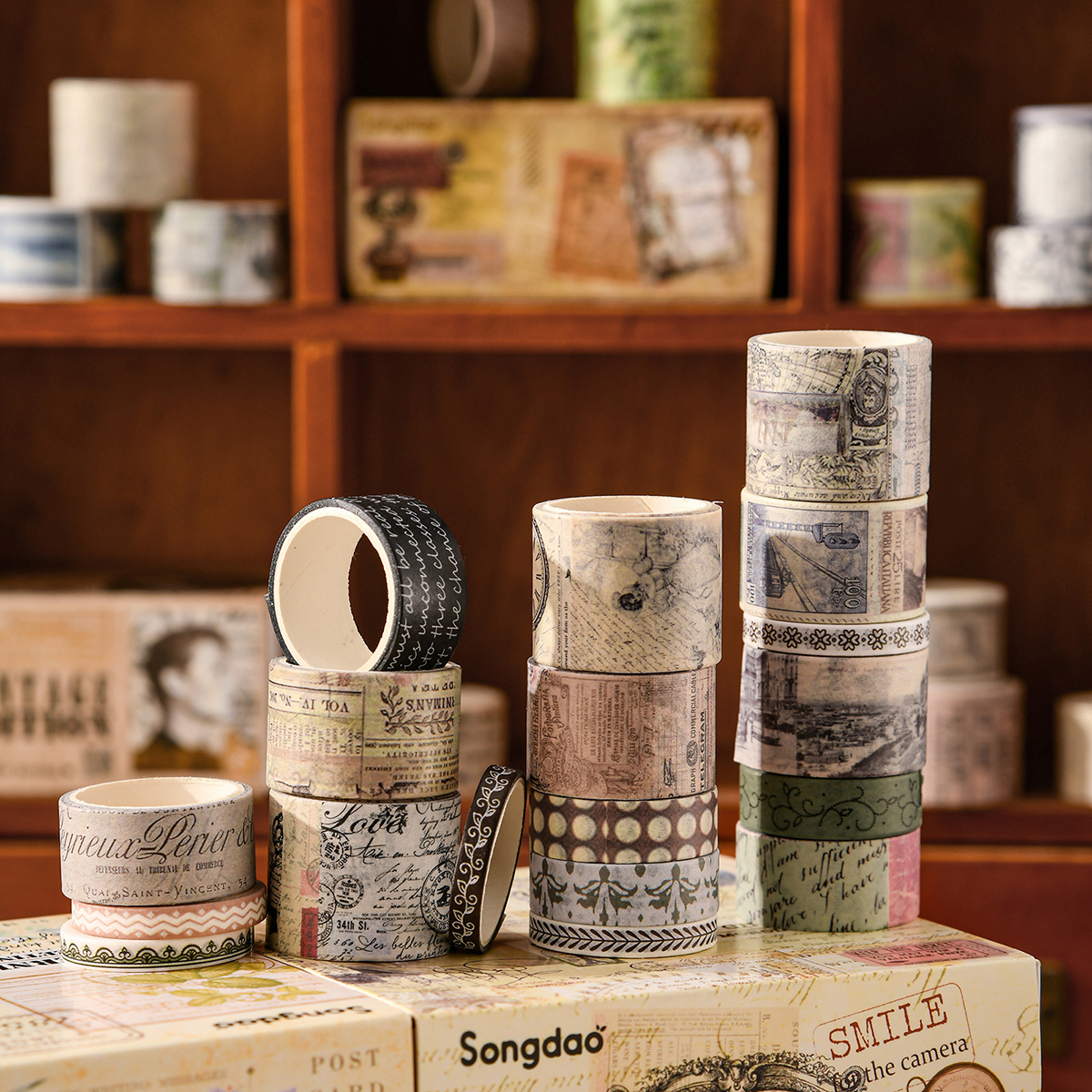 20 rolls of vintage washi tape - Washi Tape Set บทวิจารณ์และราคา
