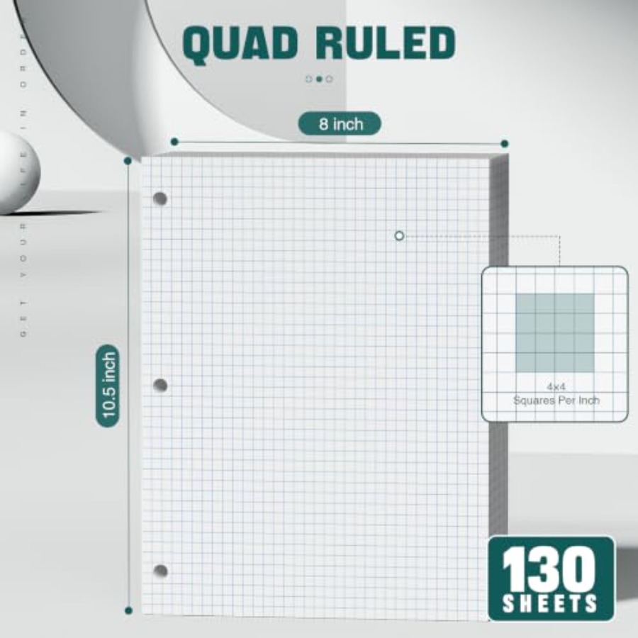 Loose Leaf Graph paper 8 x 10. - Paper Punch 3 Hole บทวิจารณ์และราคา