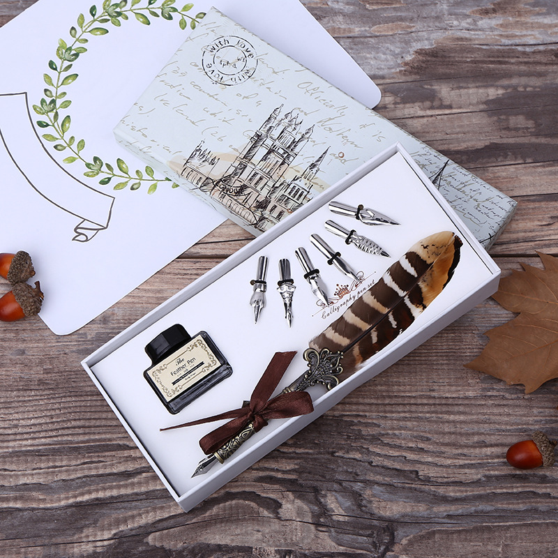 Retro Feather Dip Pen Writing  - Fountain Pen Ink บทวิจารณ์และราคา