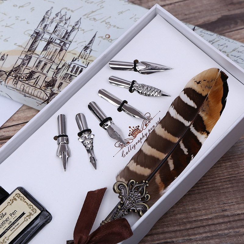 Retro Feather Dip Pen Writing  - Fountain Pen Ink บทวิจารณ์และราคา