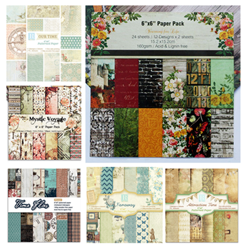 12pcs  Retro Pattern Papers 6i - Graph Paper Pad บทวิจารณ์และราคา