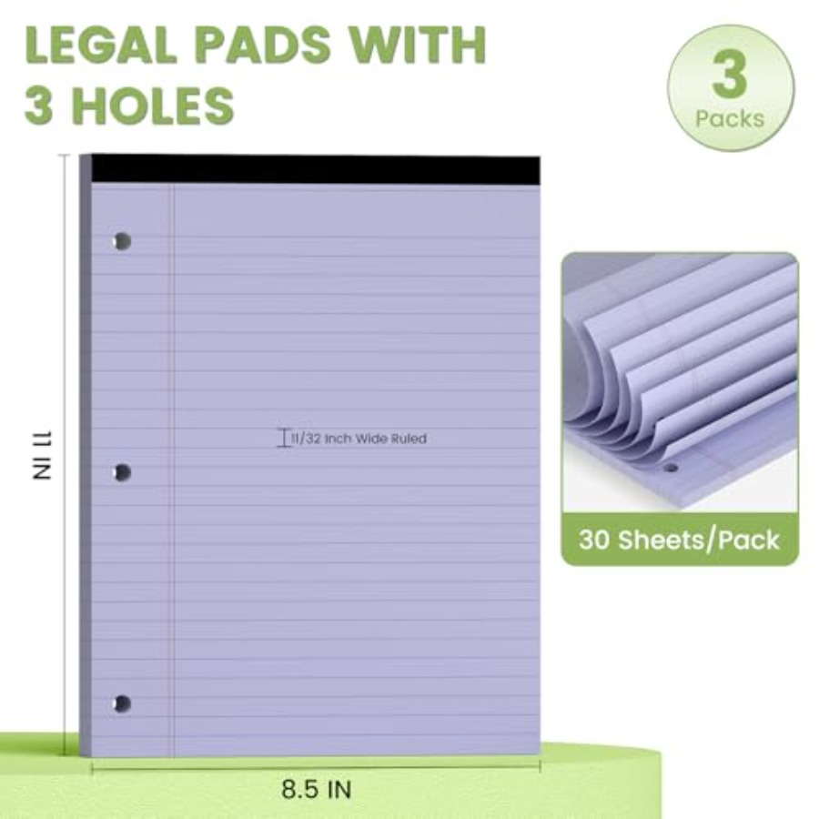 Legal Pads 8.5x11, Purple Lega - Paper Punch 3 Hole บทวิจารณ์และราคา